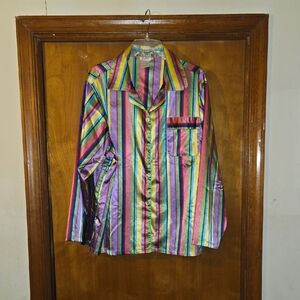 Striped Multicolor Satin Pajama Top